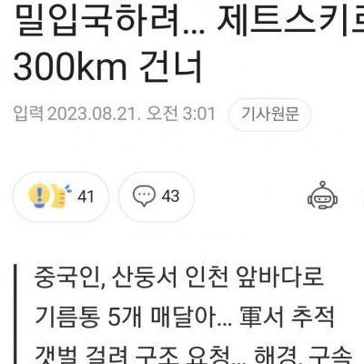 제트스키 타고 밀입국한 중국인 정체 ㄷㄷ