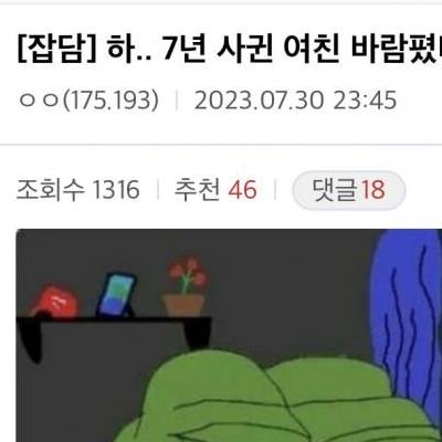 7년사귄여자친구가바람을피는걸당한사람